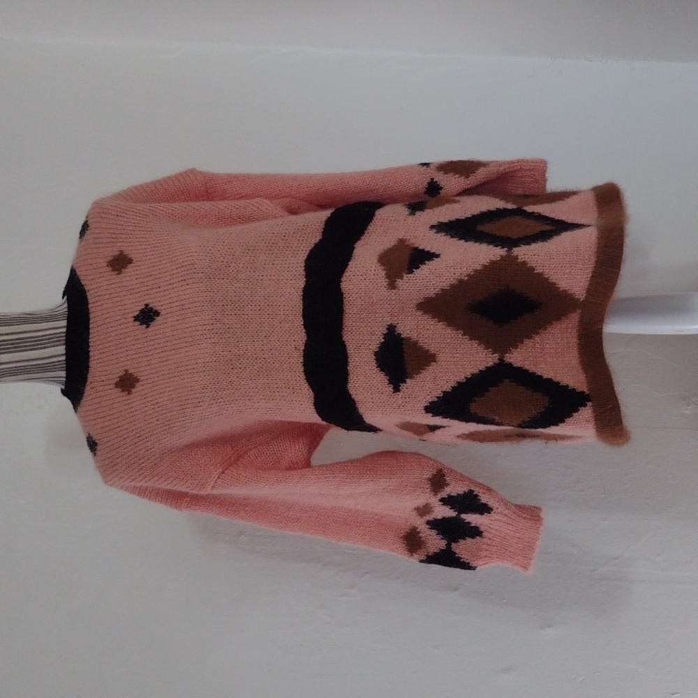 Gieffe Hand Made Orange Black & Brown Long Wool Sweater Made in Italy